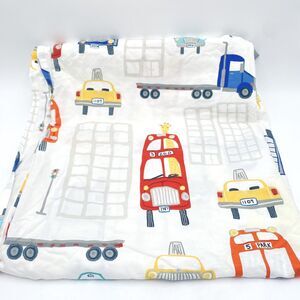 Pottery Barn Kids Transportation Themed Twin Flat Sheet Taxi Car Truck Zoo Bus